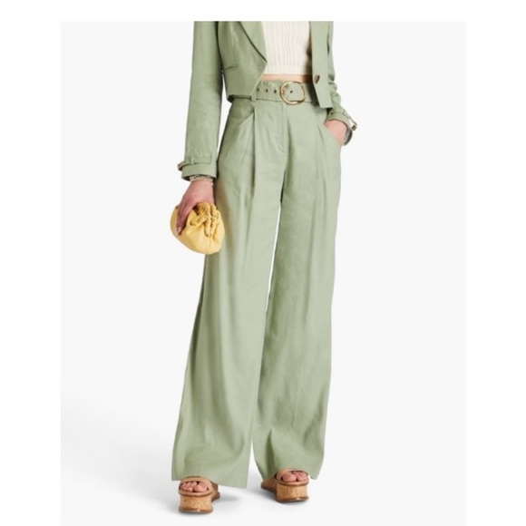 Veronica Beard Pants - Veronica Beard Rimini Wide Leg Pants in Washed Sage Size 6 No Belt